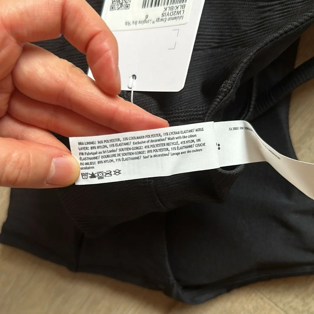 NWT energy longline bra ribbed black size 6 lululemon - Picture 9 of 12